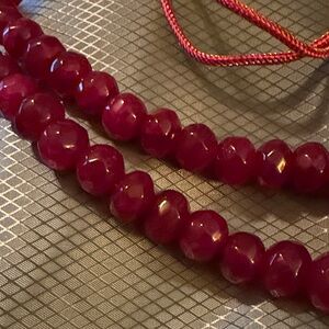 Real red ruby LARGE Beaded Necklace Artisan made Jaipur